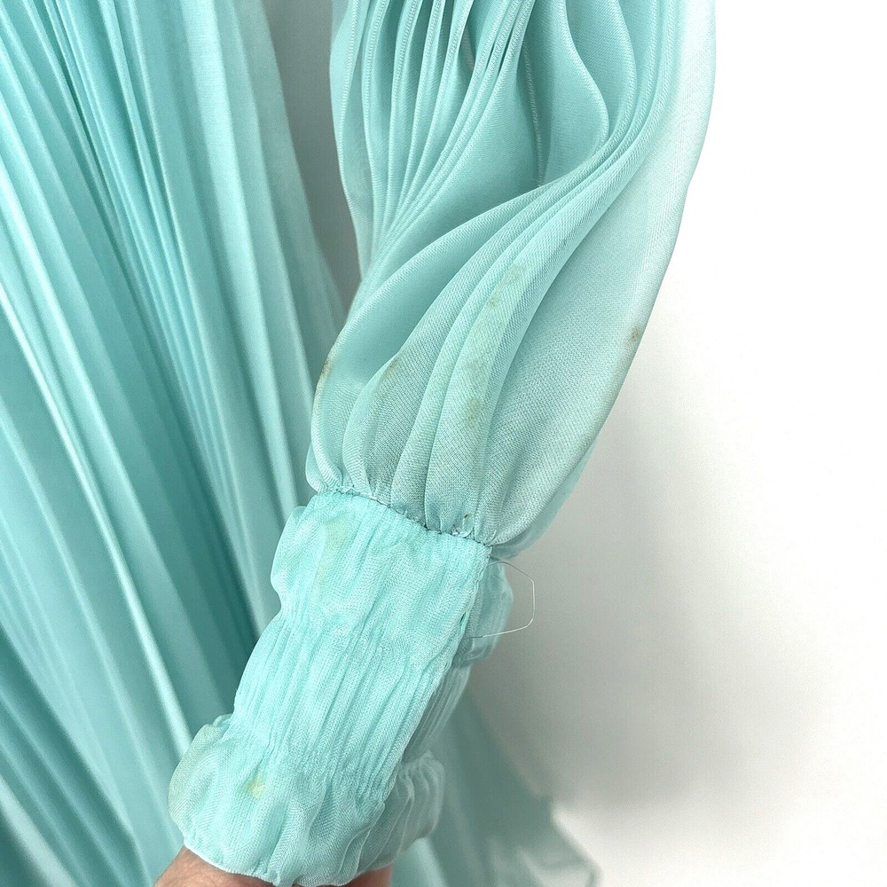 Vintage 1950's Montgomery Ward Aqua Chiffon Dress Gown 26" Waist Tags *READ* - Picture 13 of 16
